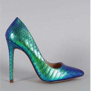 Iridescent Green and Blue Mermaid Stiletto Heels